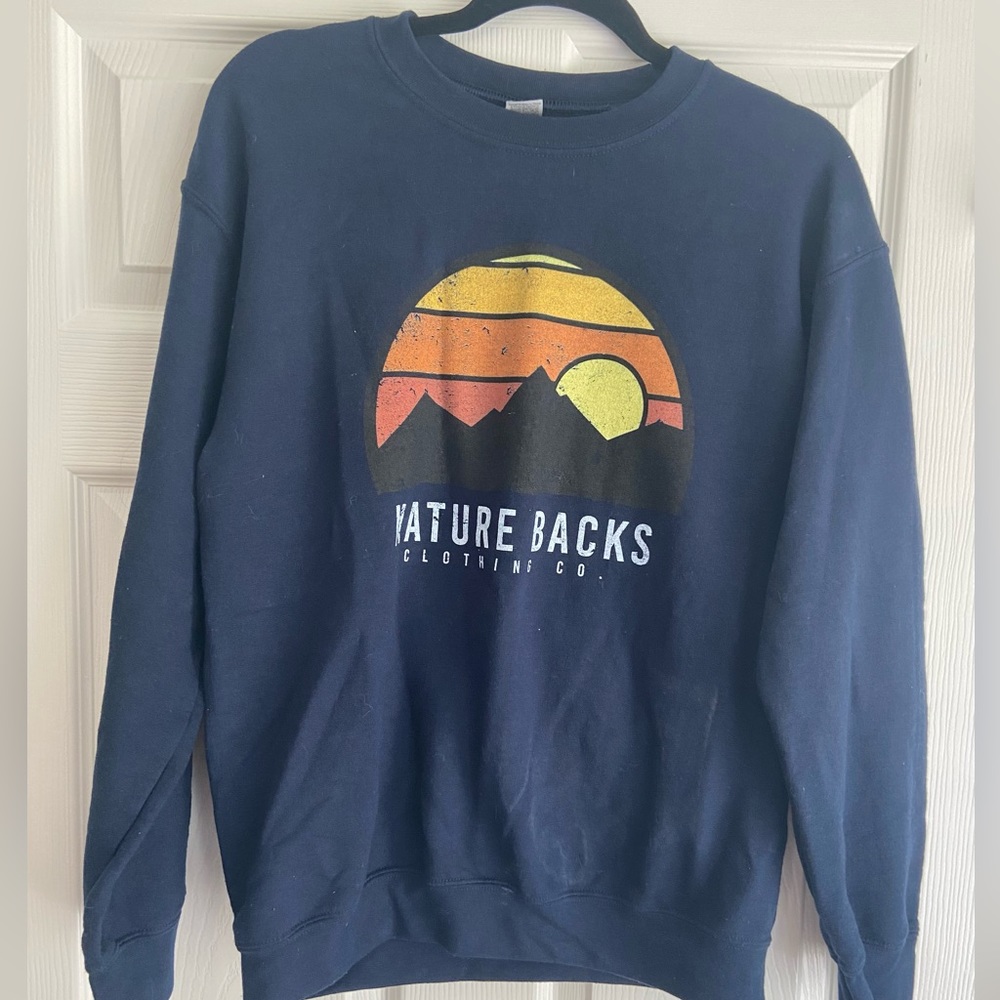 Nature Backs Clothing Co. Unisex Crewneck Sweatshirt (Medium) (Navy Blue)